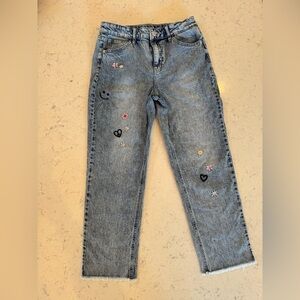 Girls Cat and Jack Ankle Straight Stretch Embroidered jeans size 16